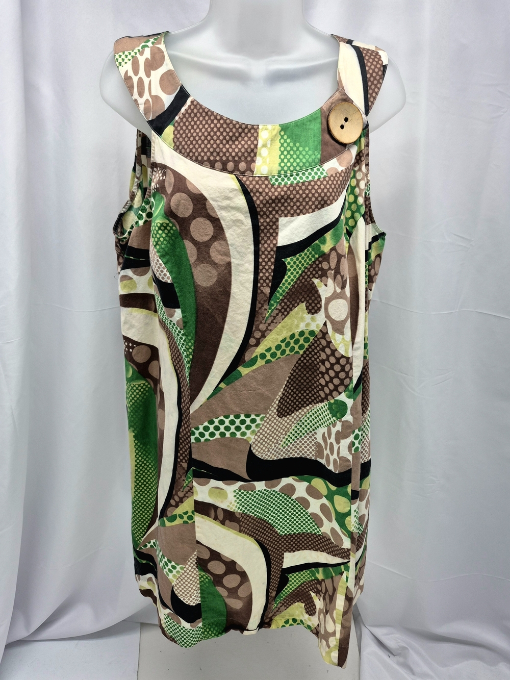NY Collection Woman 2X Retro Mod Geometric Abstract Print Sleeveless Shift Dress